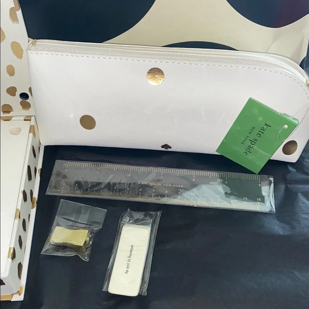 Kate Spade ♠️ 7pc Gold Polka Dot Office Set - Picture 5 of 5